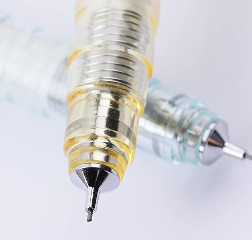 Miniatura 2 de COLNK Juego de lápices mecánicos con plomo y borradores, 6 bonitos lápices mecánicos de dibujo de 0.5 y 0.028 in, con 4 tubos de repuestos de plomo