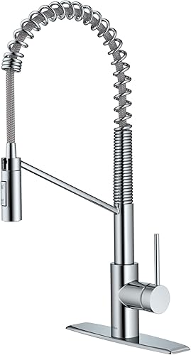 Kraus KPF-2631CH - Grifo de cocina comercial monomando extraíble, 21.75 pulgadas, color cromo