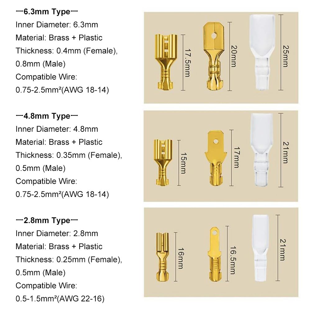 Tadipri 120 Pezzi Capicorda Terinali Da Cripare Connettori Piatti Kit - Foto 7