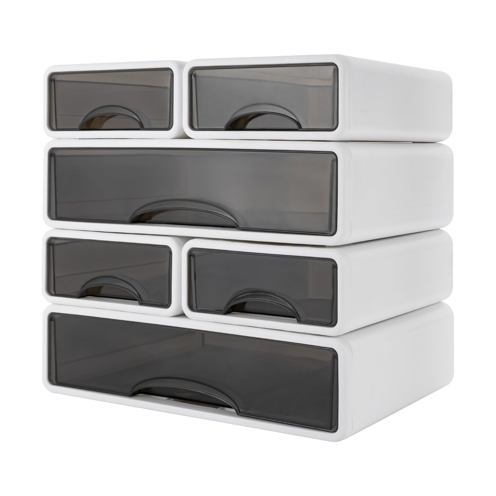 Büro Aufbewahrungsbox mit 6 Schubladen, Schubladenbox Schreibtisch Organizer Schubladen, Stapelbare Aufbewahrungsschubladen für Makeup/Schmuck/Bürobedarf/Stifte Organizer