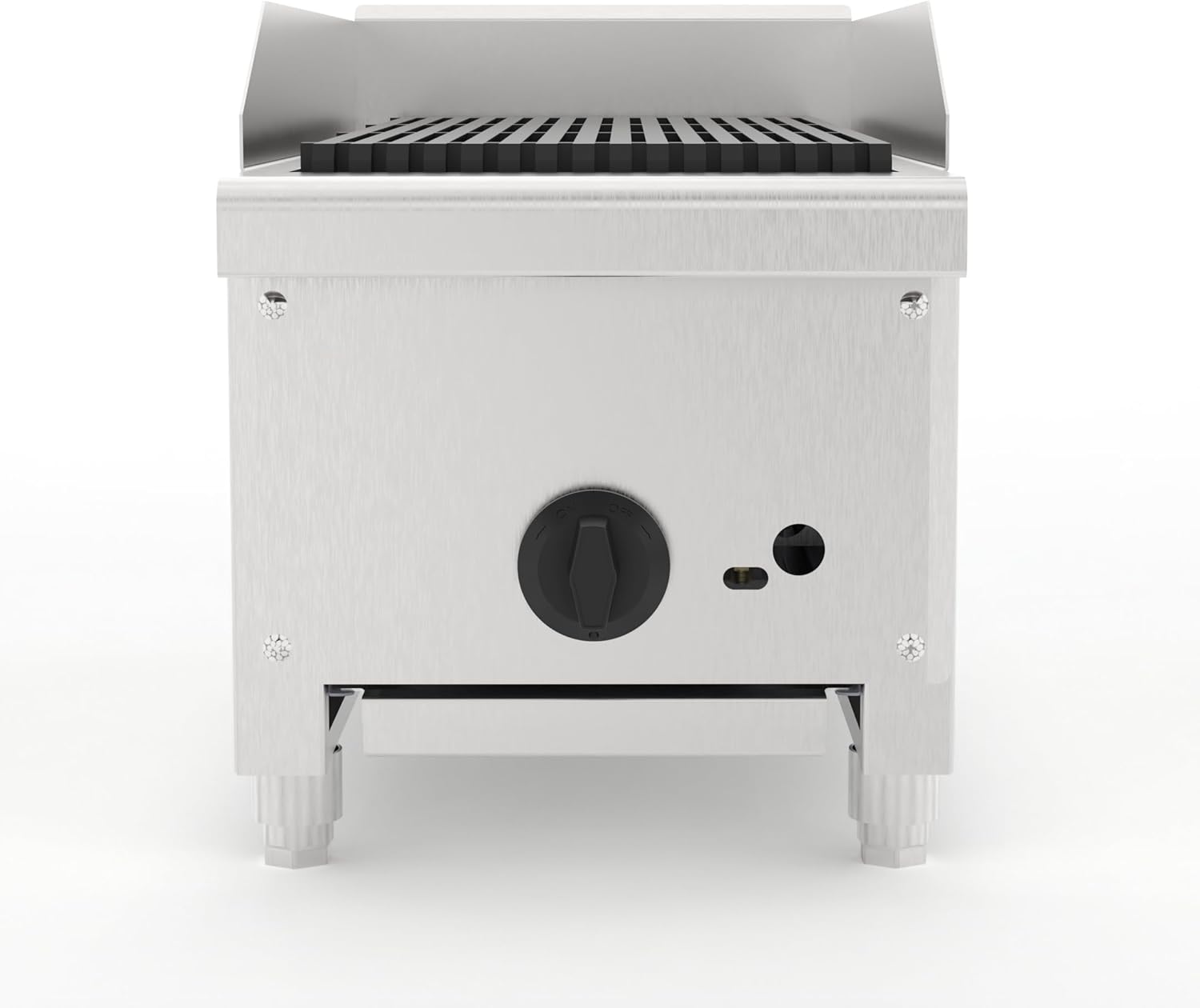 12 Inch Commercial Gas Lava Rock Charbroiler, Countertop Stainless Steel Grill with 1 Burner 28000 BTU, Natural Gas/Propane, Durable Cast Iron Grates, Restaurant BBQ Broiler