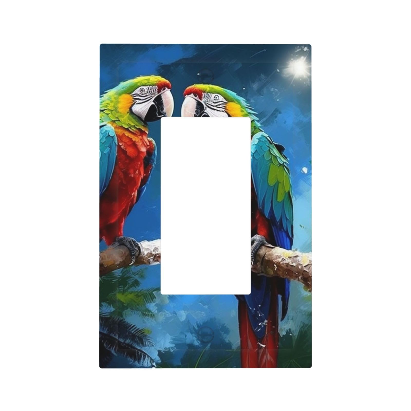 1-Gang Decorator Wall Plate Parrots Light Switch Cover Single Gang Receptacle Outlet Wall Plate Mid Size 5" x 3" Wallplate Unbreakable Polycarbonate Outlet Faceplates Covers