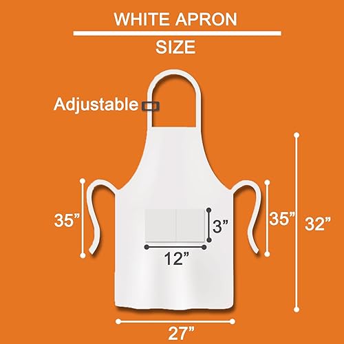 Miniatura 4 de LAMIVEENLA Delantal blanco de Halloween para hombres y mujeres, delantal blanco ajustable con 2 bolsillos para chef adulto, delantal de chef para