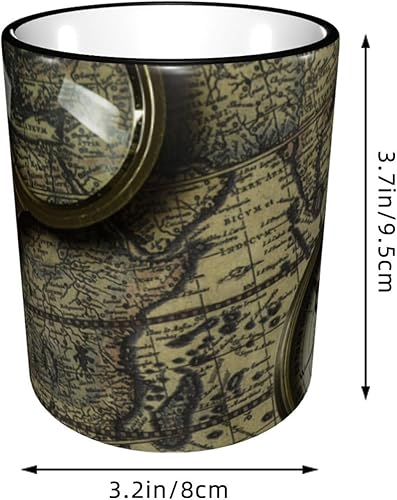Miniatura 2 de Mapa del mundo brújula lupa taza de café vintage tazas de café tazas de café de cerámica con asa, tazas de té tazas para café, tazas de beber tazas