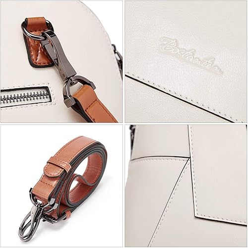 Miniatura 7 de BOSTANTEN Maletín de cuero para mujer de 15.6 pulgadas, bolso de hombro para laptop, oficina, trabajo, bolso cruzado, Bolso