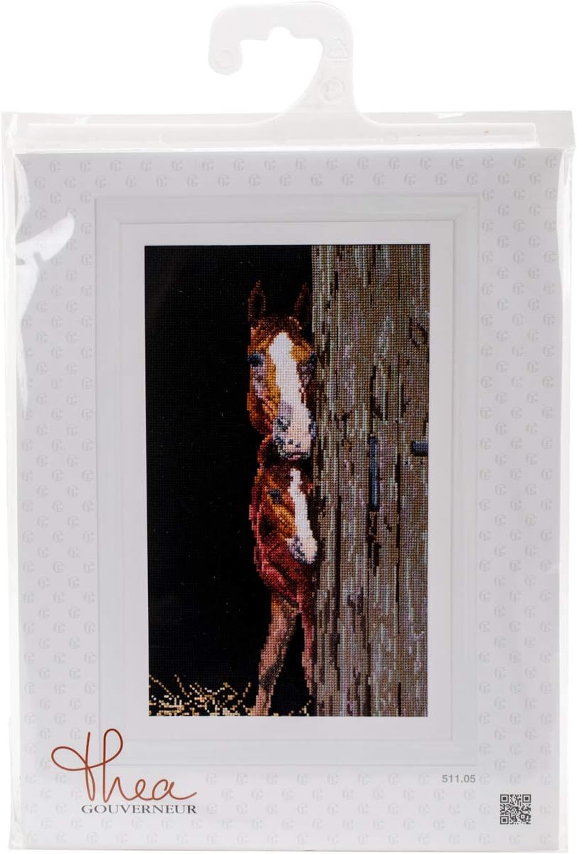 Thea Gouverneur Cross Stitch Kit 6"X10"Horse & Foal On