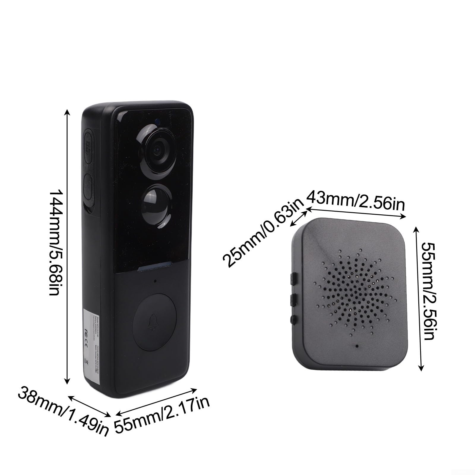 Coque de protection solaire pour caméra de porte, étanche IP65, coque de protection de batterie avec support, transparent (noir)