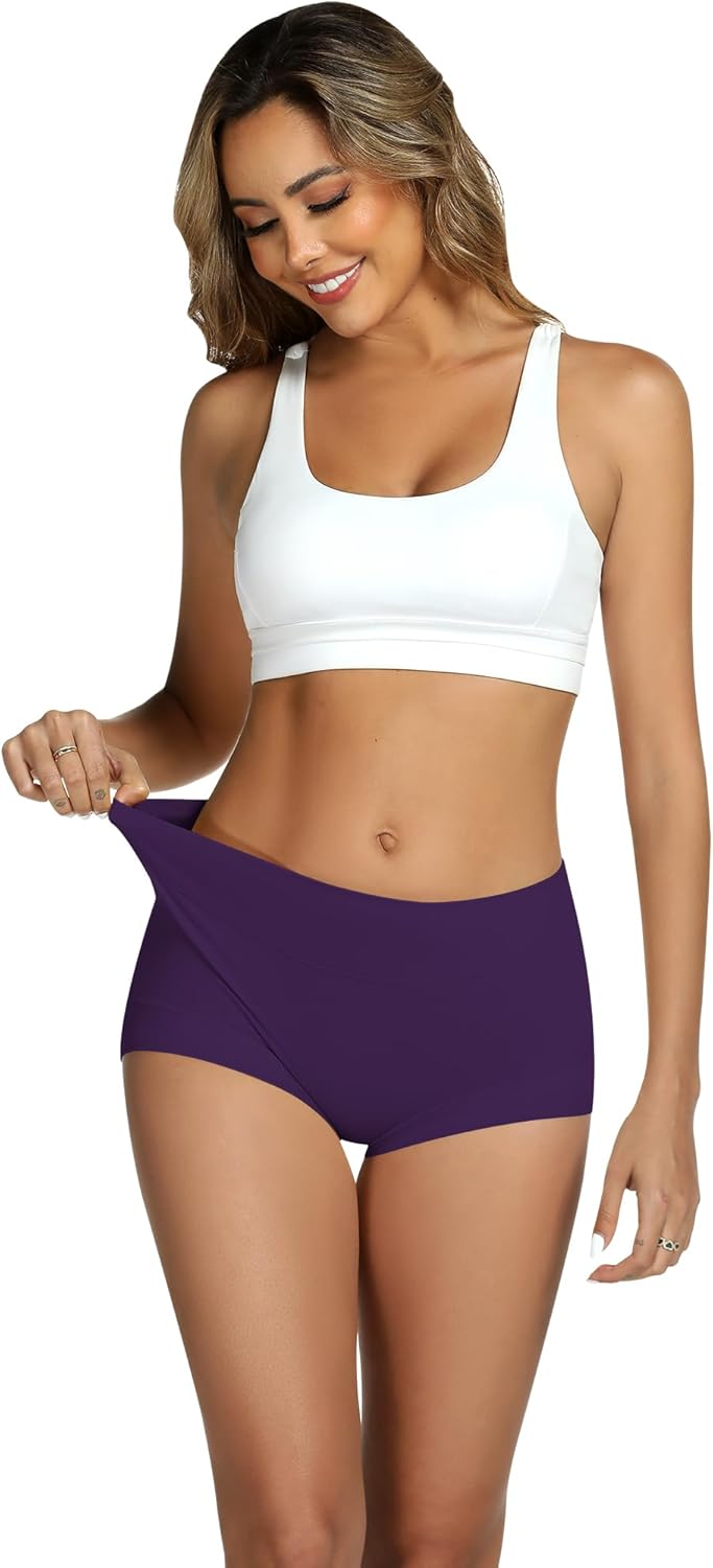 THANTH Boy Shorts Underwear for Women High Waisted Cotton Panties Full Coverage Boxer Briefs Underwear for Women 5 Pack - Image 2