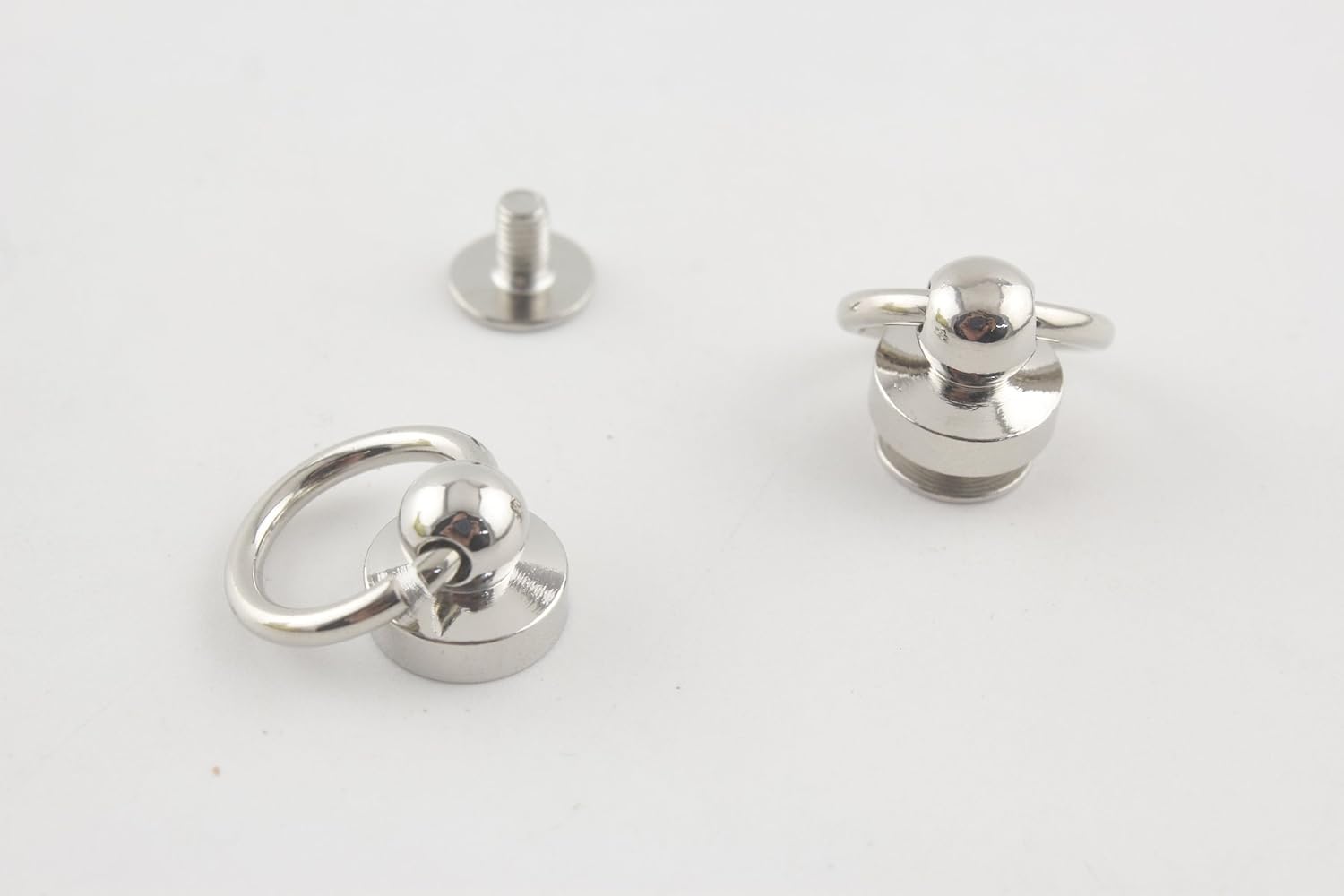 3dancraftit Ball Post Round Head Button Studs Rivets Screwback O Ring Screw Buttons Keychain Strap Connector zinc alloying 12 Sets 3/8" / 10mm Nickel H80