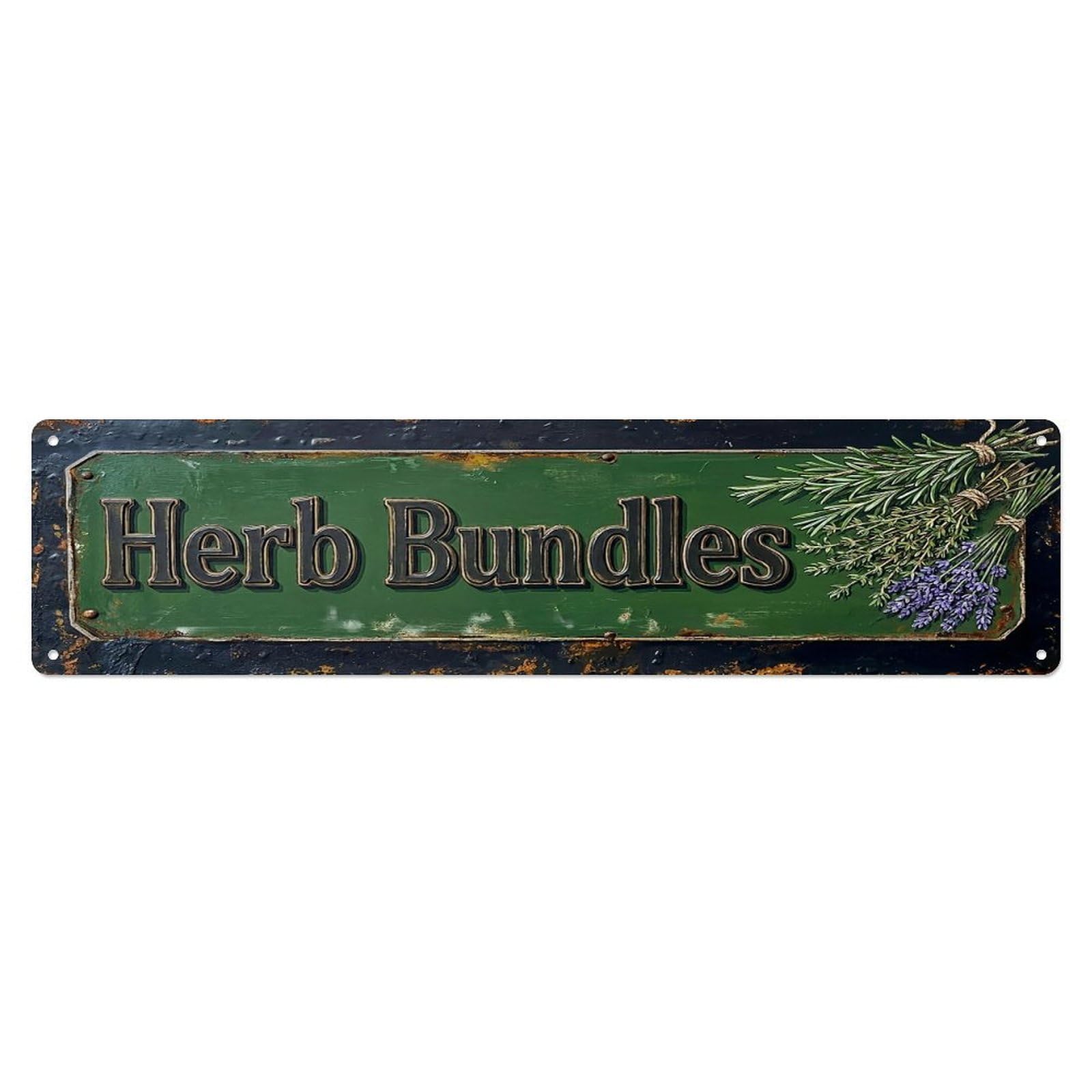 Vintage Herb Bundles Dried Farmhouse Metal Tin Sign