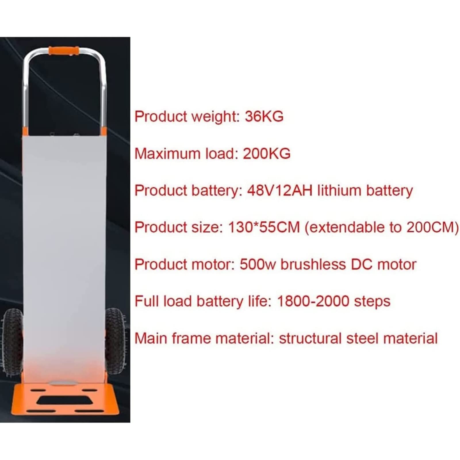 Carrello elettrico per risparmiare manodopera con carrello a mano per salire le scale, slittino per sacchi con capacità di 200 kg, braccio di supporto a forma di S, carrello conveniente e a
