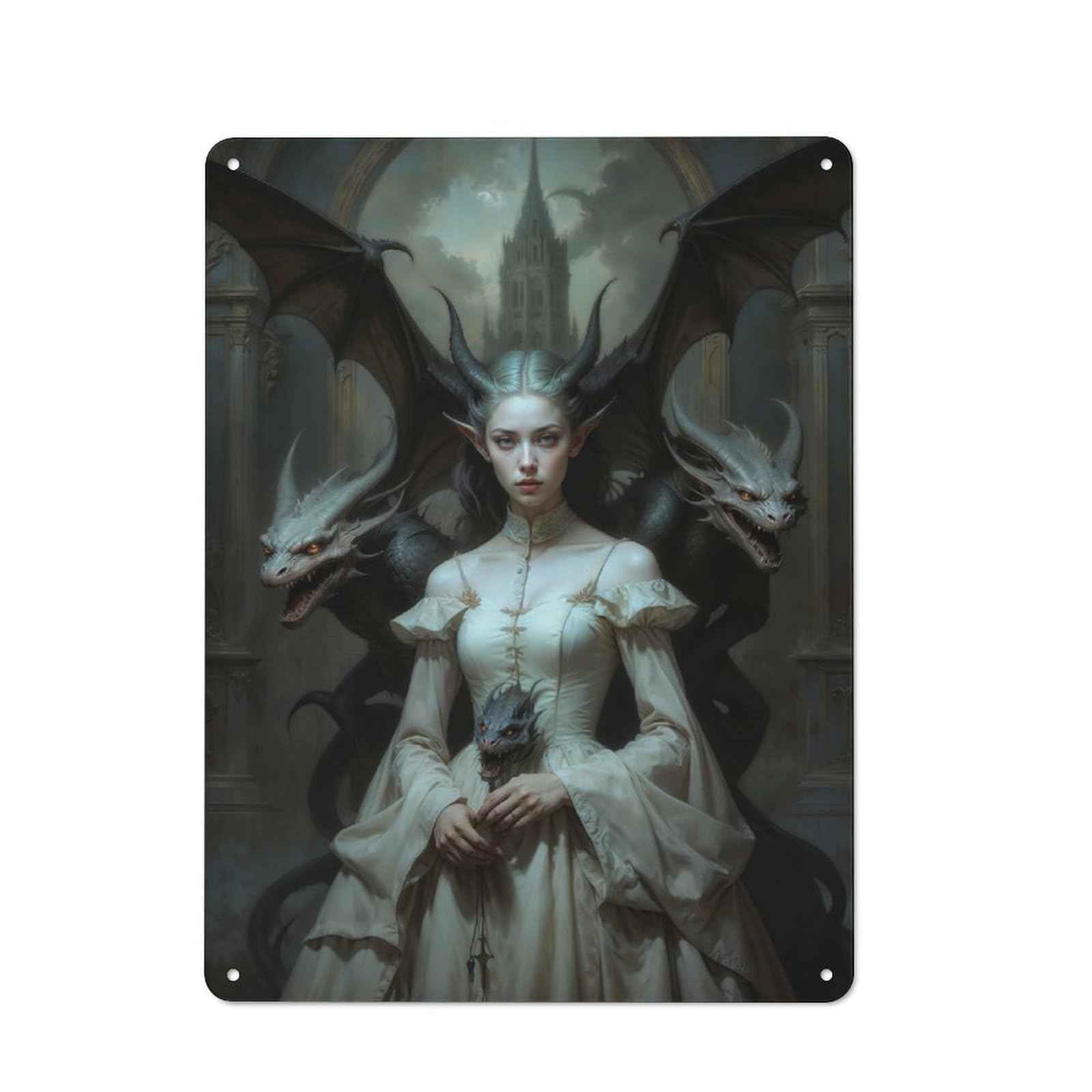 Junmoney The Queen Of Dragon Castle Vintage Tin Sign 40X30cm With For Home Office Or Studio, For Home Office Decor Fans Refreshing A Room In Autumn