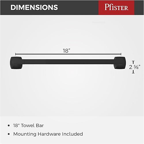 Miniatura 6 de Pfister Vaneri BTBVRI1GS - Toallero de baño para baño, 18 pulgadas, montaje en pared, atornillado, acabado de níquel cepillado, defensa antimanchas
