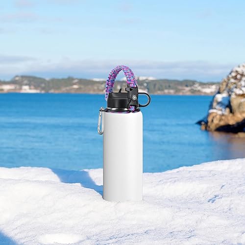 Miniatura 7 de Affute Mango de paracaídas, se adapta a botellas de boca ancha de 12 a 40 onzas, correa de mango de botella de agua con anillo de seguridad,