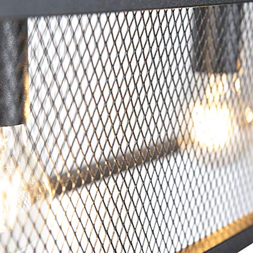 Qazqa cage_wire - Lampada a sospensione Industriale - 4 luce - L 995 mm - Nero - Industriale - Soggiorno I Camera da letto I Sala da Pranzo I Cucina