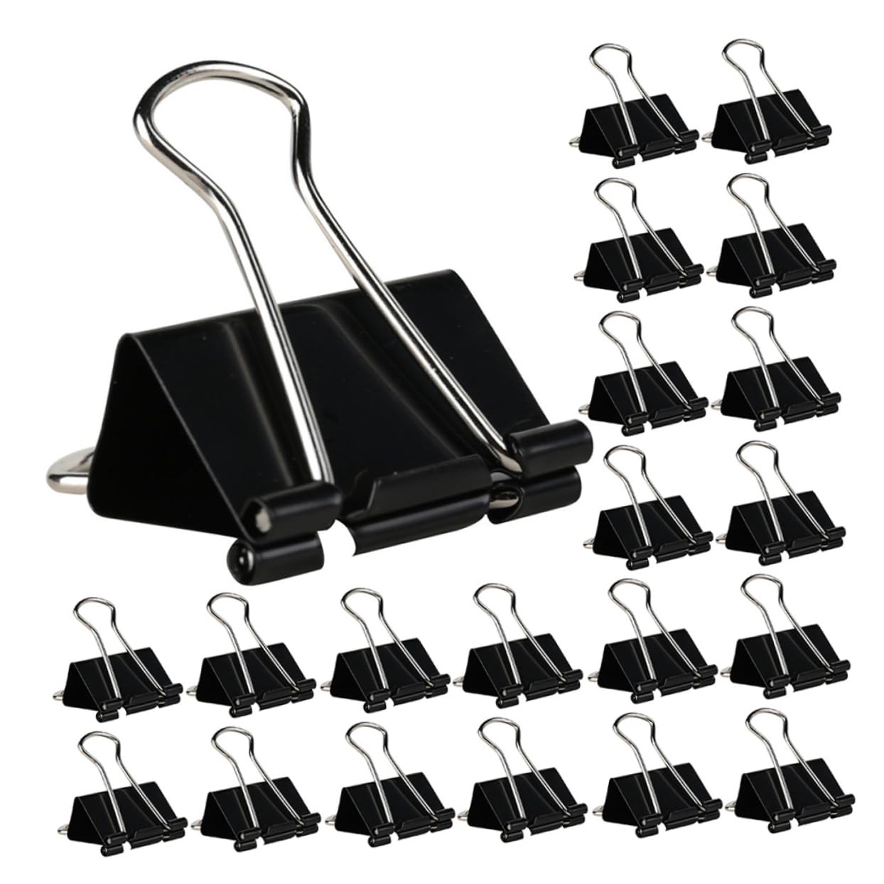 SHINEOFI Lot de 60 Pinces à Reliure Noires en Fer, Petites Pinces à Papier Triangulaires pour Organiser des Documents, École et Bureau