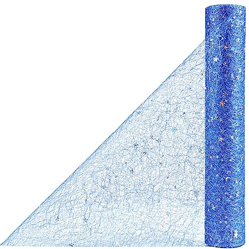 OSVINO Chemin de Table Bleu Rouleau 30 cm x 10 m avec Paillette Décoration de Table Noël Noed de...