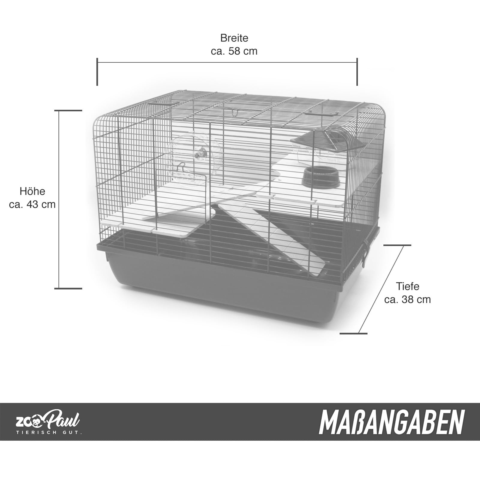 ZOOPAUL Nagerkäfig Hamsterkäfig + Holzhaus Maus inkl. Zubehör REX2 Schwarz Kleintierkäfig