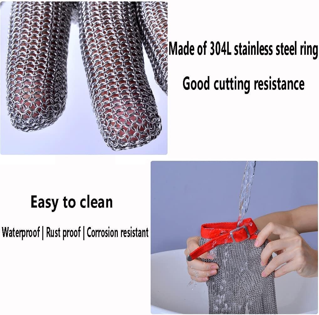 Guantes Anticorte Resistentes A Cortes Metálicos, Guantes De Trabajo De Seguridad De Carnicero De 3 Dedos, Guantes De Malla De Nailon., A Pack of One/XXL