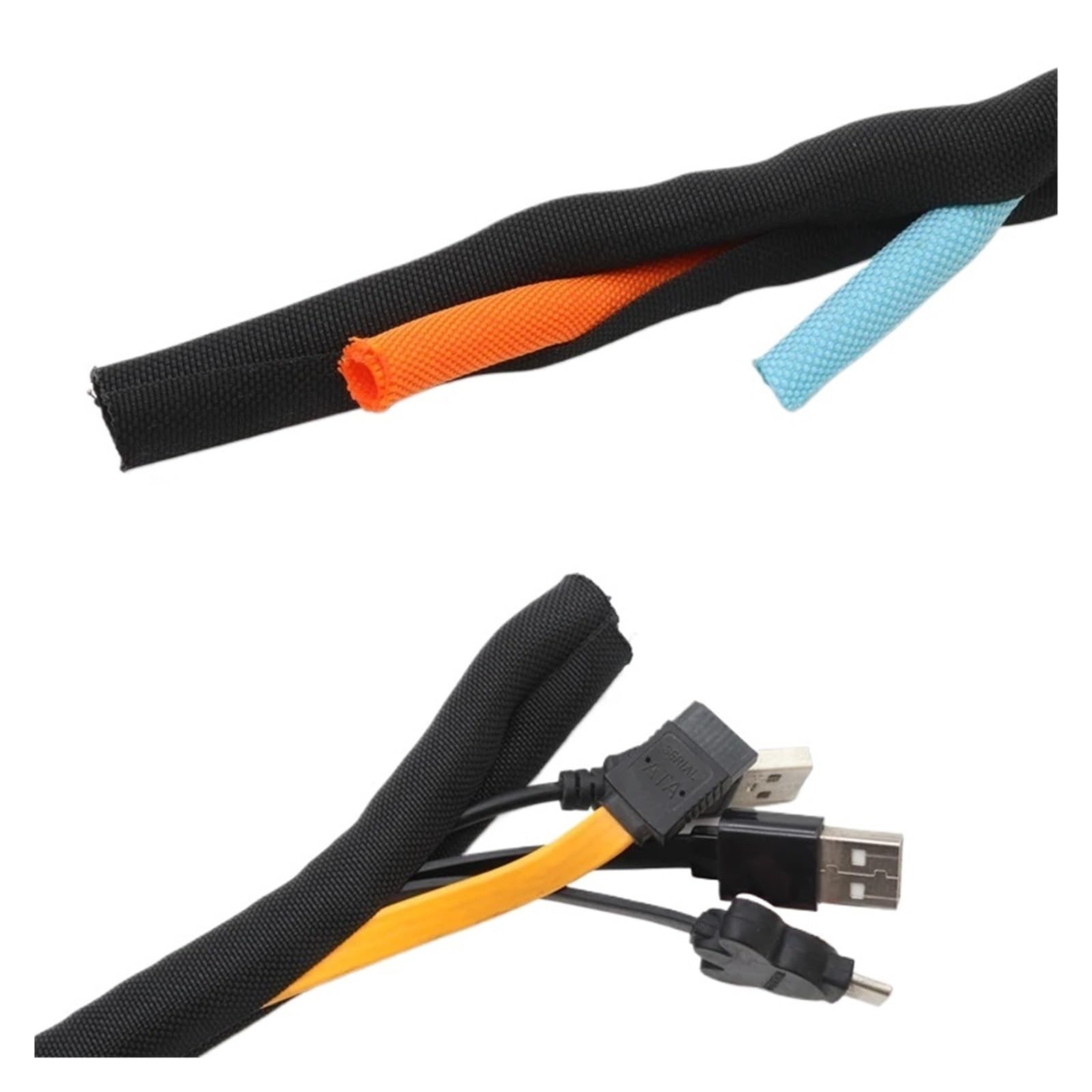 Guaina protettiva per cablaggio Guaina intrecciata espandibile in PET con chiusura automatica, tubo flessibile isolato con chiusura automatica, avvolgimento del filo, tubo di protezione del cavo(GRAY,