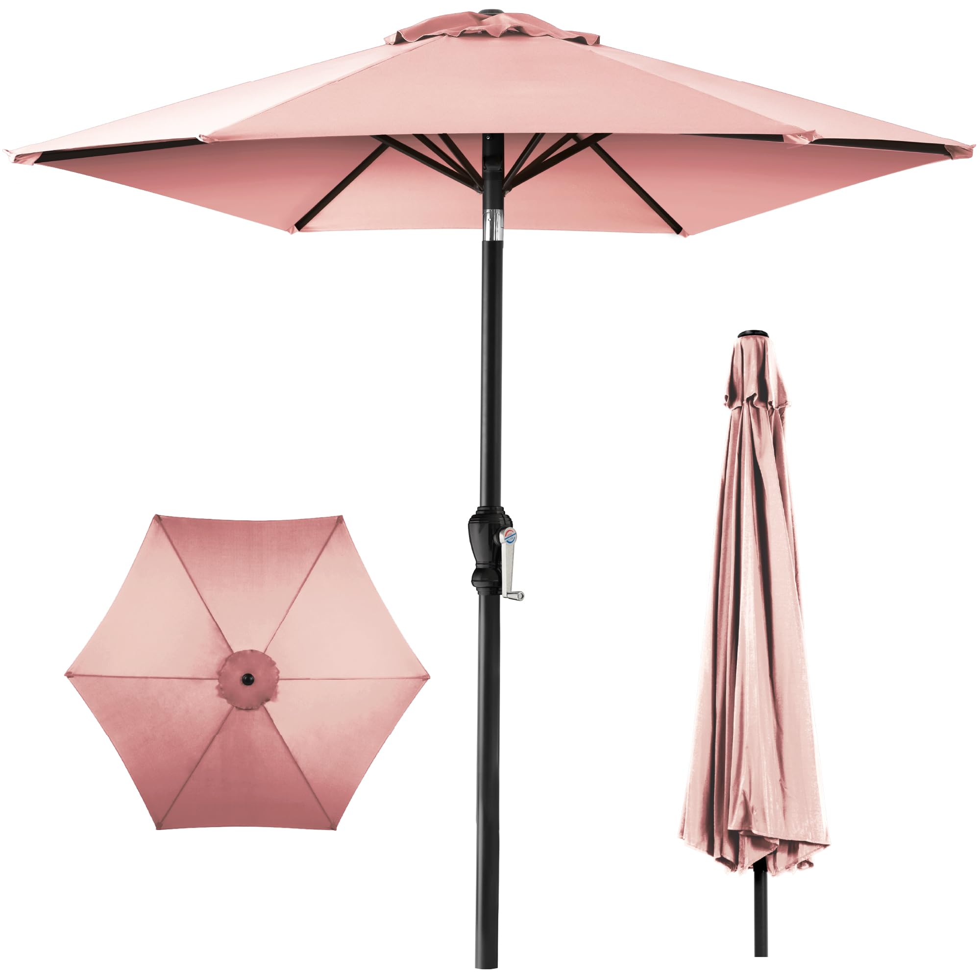 Best Choice Products 10ft Outdoor Steel Polyester Market Patio Umbrella w/Crank, Easy Push Button, Tilt, Table Compatible...