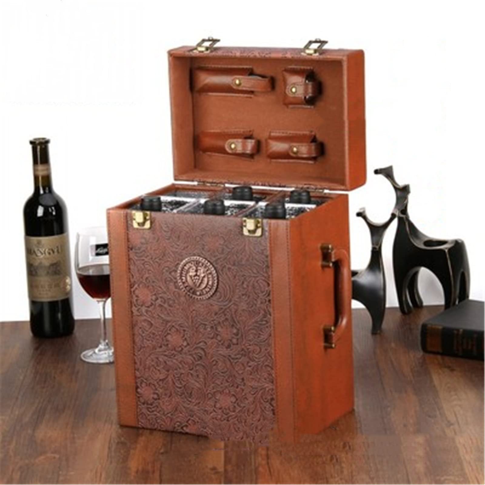 Boîte à vinCoffret Cadeau vin rougeÉtui en Cuir for vinRouge pour Home Bar Decor