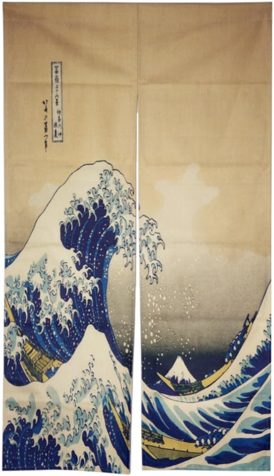 Japanese Noren Curtain Tapestry Ukiyoe The Great Wave Off Kanagawa Door Way Curtain 33x60 inches