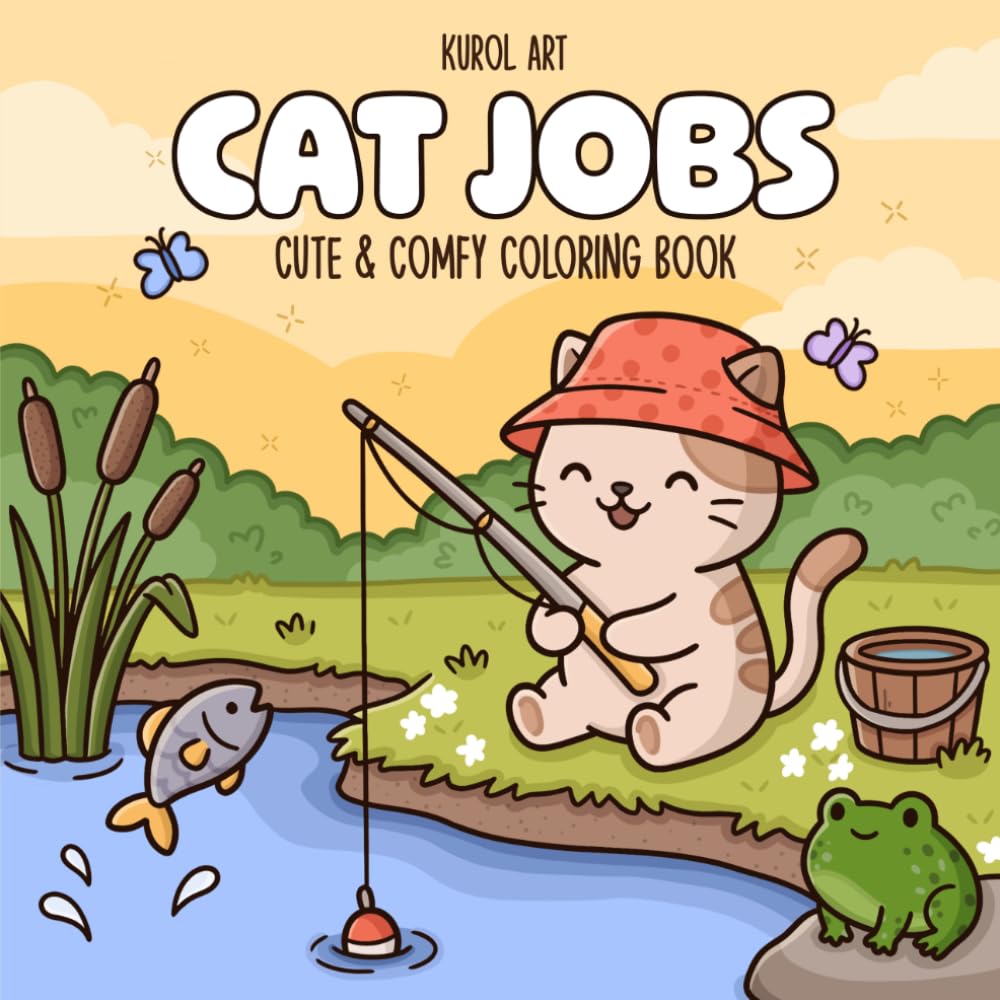 Cat Jobs: Coloring Book for Adults and Teens Featuring Cute Cats with Fun Professions and Easy Designs for Relaxation