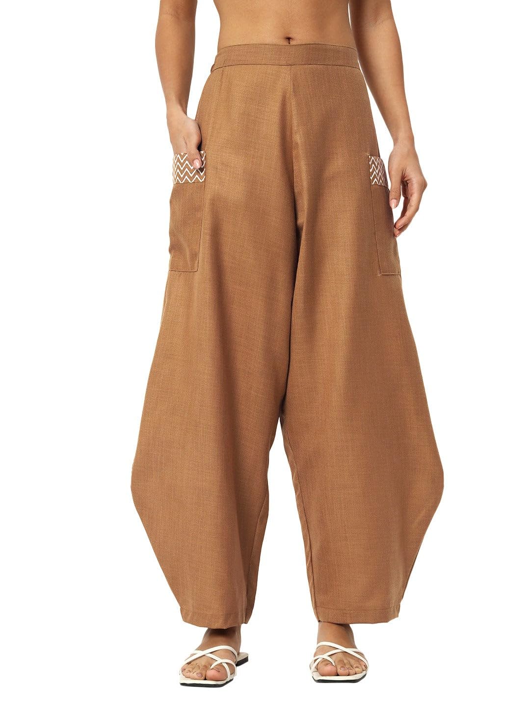 9rasa Women's Cotton Printed Side Cowl Harem Dhoti Pants Baggy Trouser for Casual Evening Workwear-picture-51