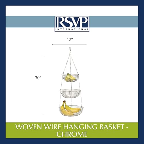 Miniatura 7 de RSVP Colección de almacenamiento colgante internacional de 3 niveles, alambre tejido cromado