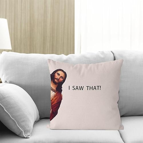 Miniatura 4 de IWXYI Funda de almohada divertida  Funda de almohada con texto en inglés "I Saw That" de 18 x 18 pulgadas, funda de almohada decorativa con refranes