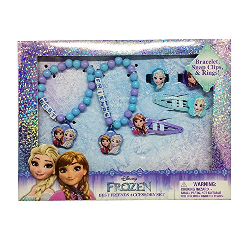 Disney Frozen Best Friend Accessory Set Includes: 2 Beaded Bracelets with Charms, 2 Snap Clips & 2 Rings