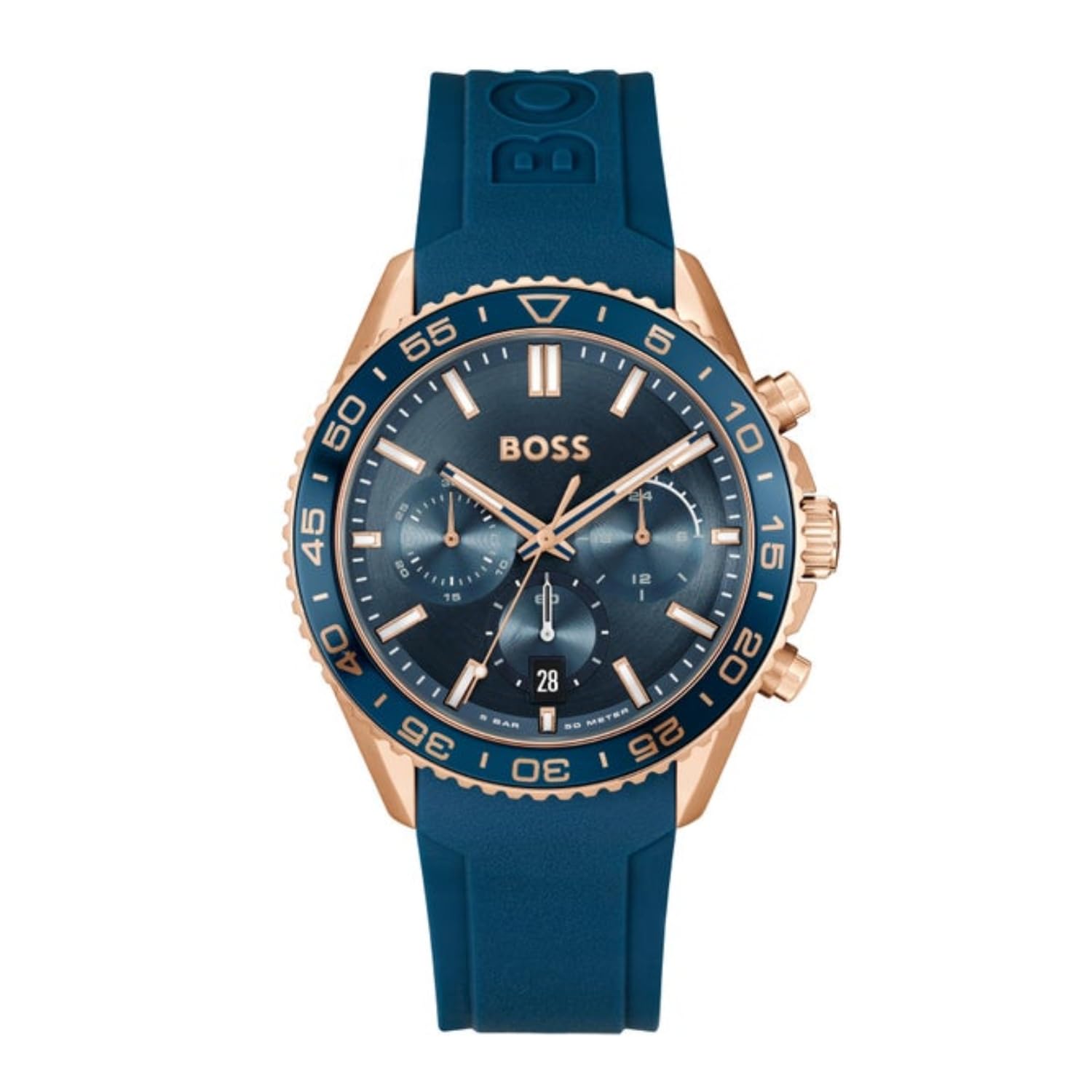 BOSS Runner Qtz Fashion Chrono Blue Round Dial Mens Watch|Blue Silicone Material|Blue Color Band - 1514169 (B0D25J29D9) Amazon Price History, Amazon Price Tracker