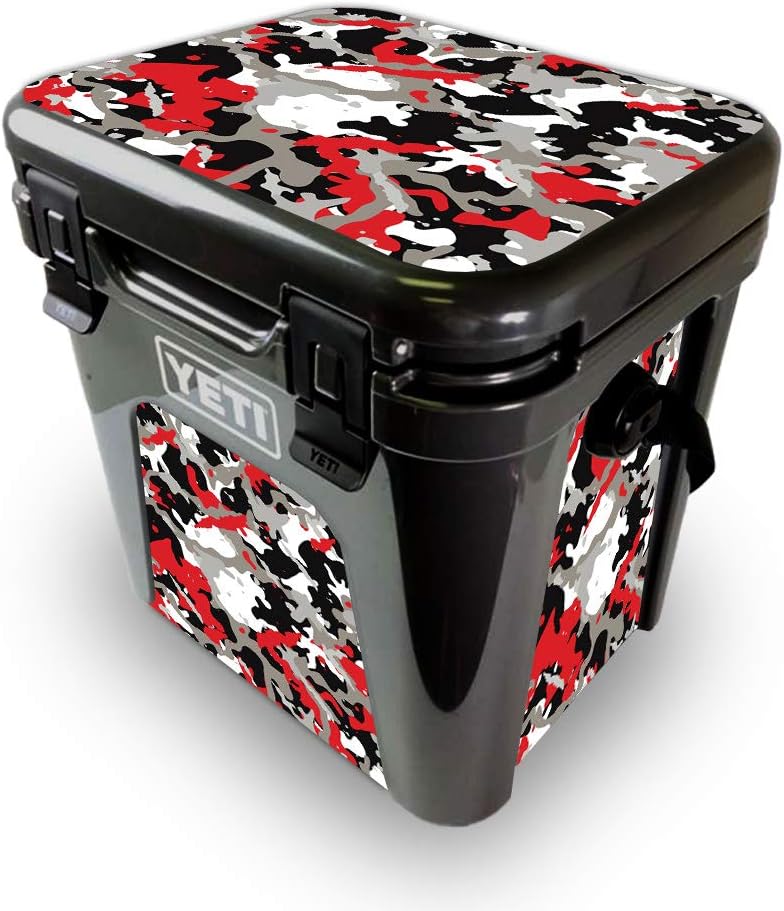 MightySkins Skin Compatible with Yeti Roadie 24 Hard Cooler - Red Camo | Protective Viny wrap | Easy to Apply and Change Style | Made in The USA