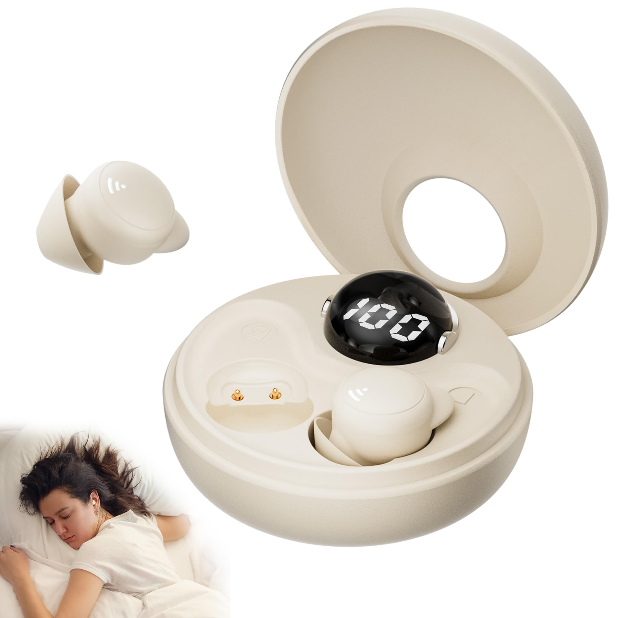 sunvito Cuffie per Dormire, Mini Auricolari Wireless Bluetooth 5.3 Auricolari per Dormire, Auricolari Nascosti con Display di Alimentazione per Esercizio, Lavoro, Escursionismo