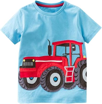 WYXlink Baby WYXlink Toddler Kids Baby Boys Girls Clothes Short Sleeve Cartoon Print Cotton Tops T-Shirt Blouse Age 0-8 Years