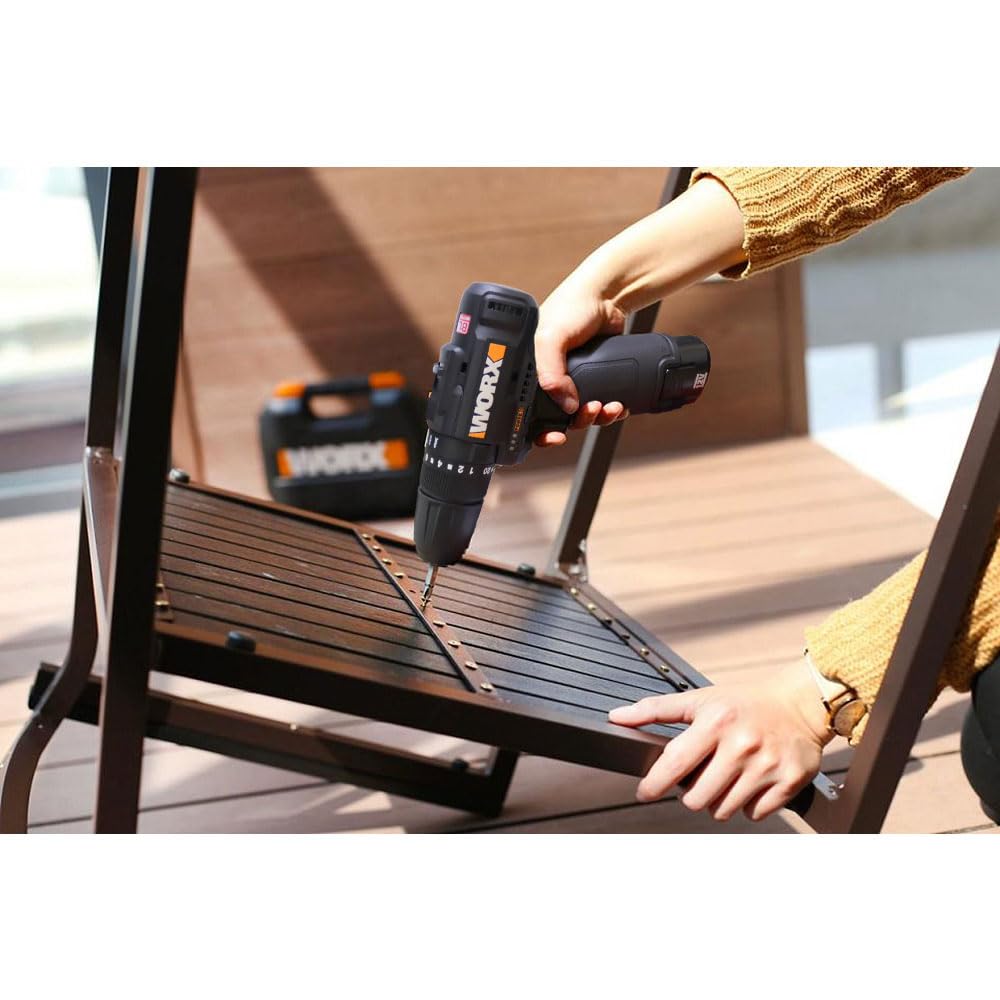 WORX WX121 Taladro Percutor 12V Brushless 40Nm Compacto, 3 en 1, 2 Baterías 2Ah, Cargador y Maletín, para Metal, Madera y Albañilería