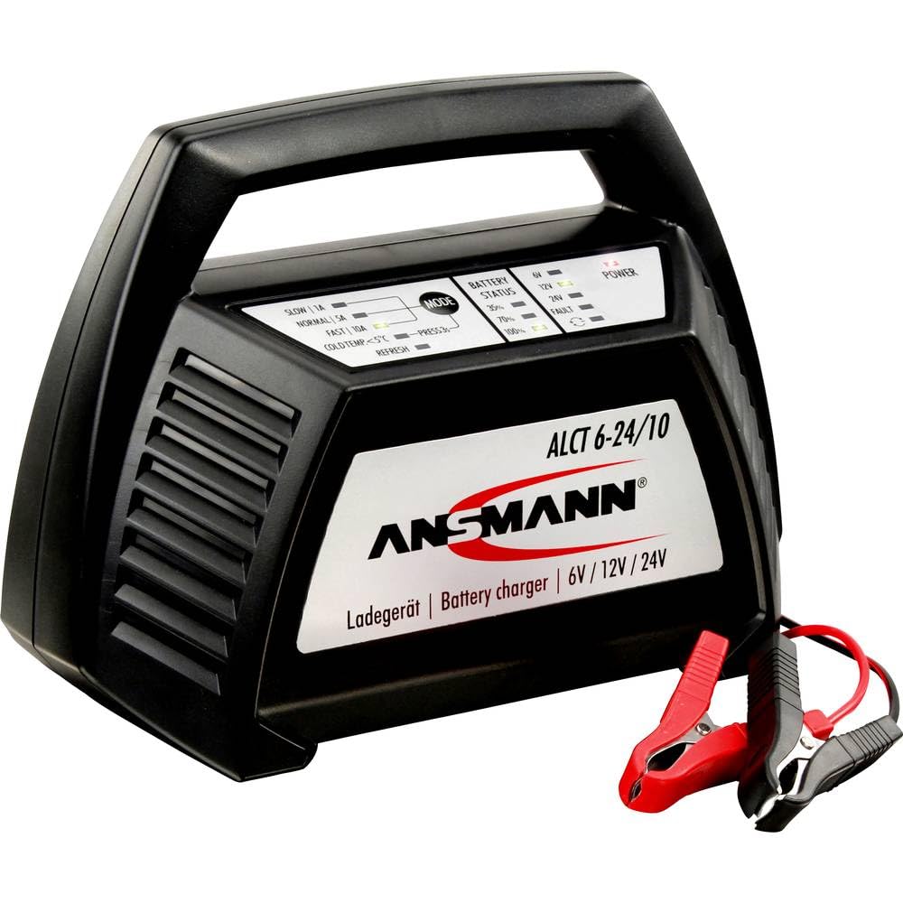 ANSMANN Caricatore ALCT 6-24/10 per Batteria Auto - Caricabatterie batterie piombo da 6V, 12V & 24V / 10A - Caricabatteria Scooter Moto Automobile