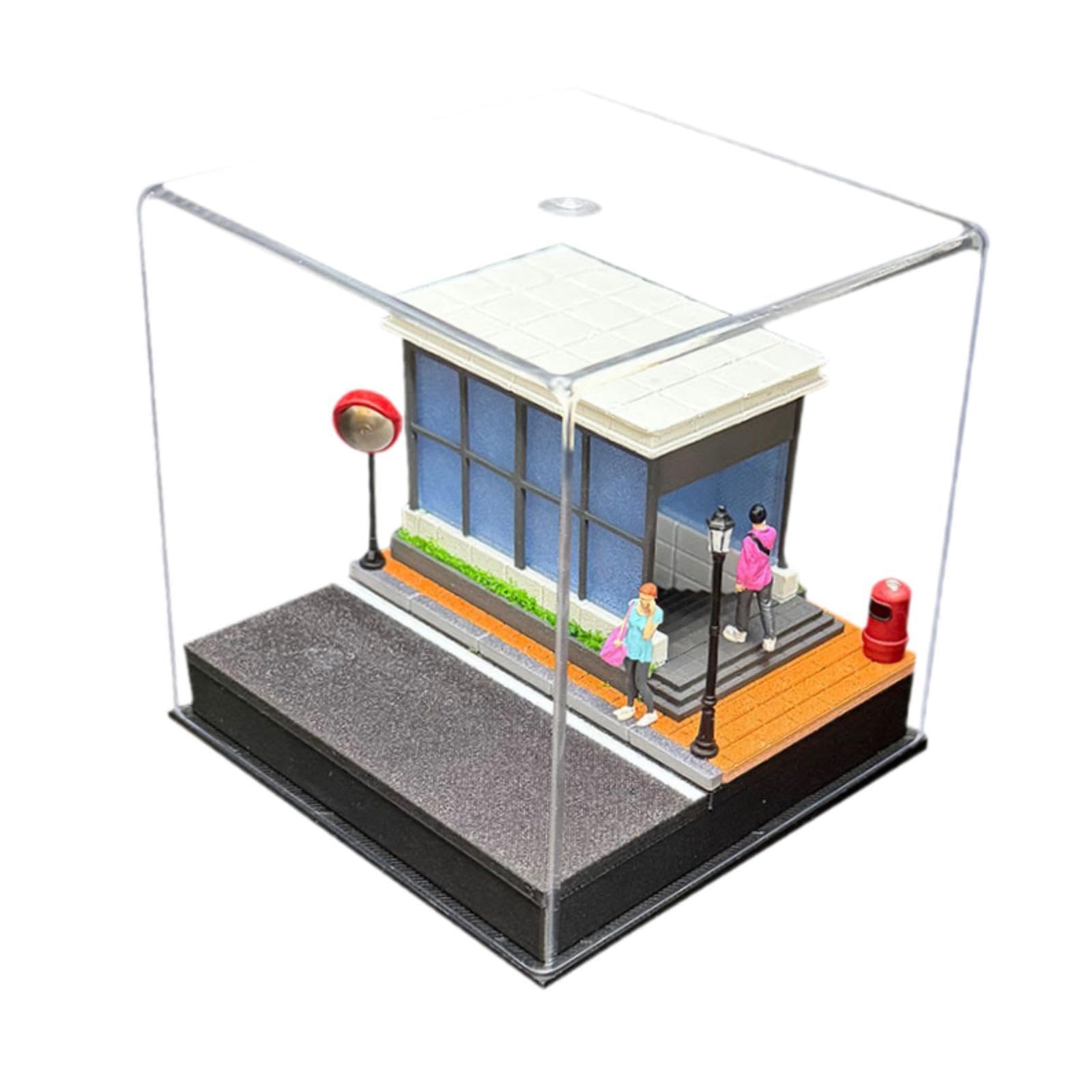Vitrina para Ruedas de Metal Fundido a Escala 1/64 con Figuras Y Accesorios para Maquetas de Coches.