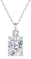 3.5ct Lab Simulated Diamond Necklace Women 925 Sterling Silver Radiant Cut Pendant 18K White Gold Plated Gift