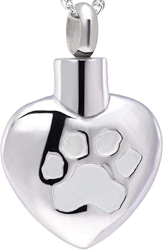 OIJH funeral Memorial Urna cremación acero inoxidable perro perro pata cilindro urna colgante memorial collar de cenizas recuerdo cremación joyería