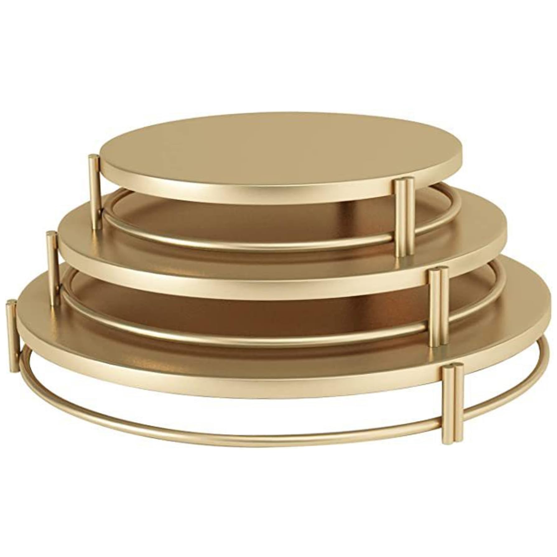Supports à gâteaux en métal doré (8/10/12 pouces) : lot de 3 plateaux ronds pour cupcakes