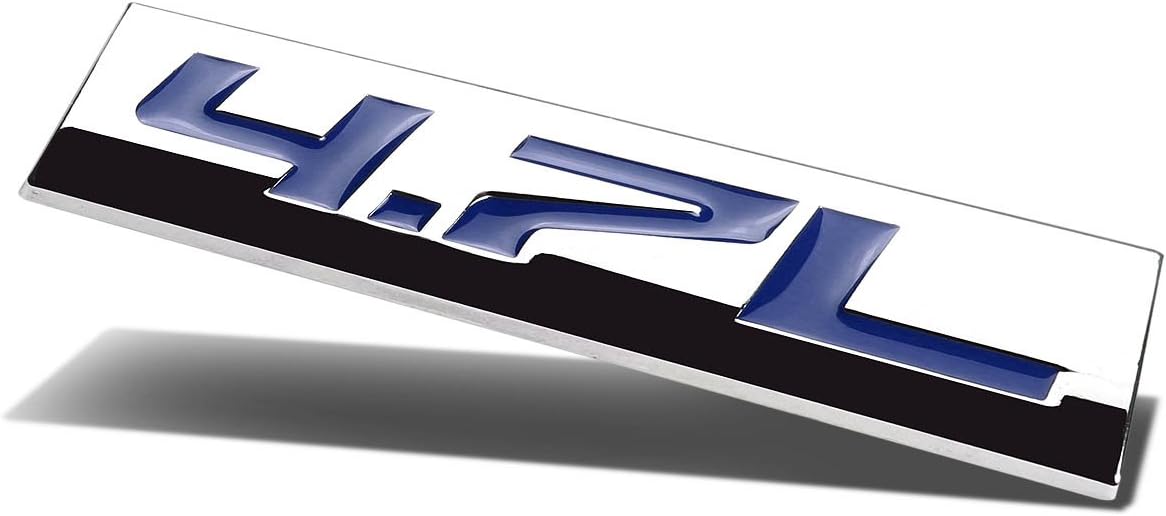 Chrome Finish Metal Emblem 4.7L Badge (Blue Letter)
