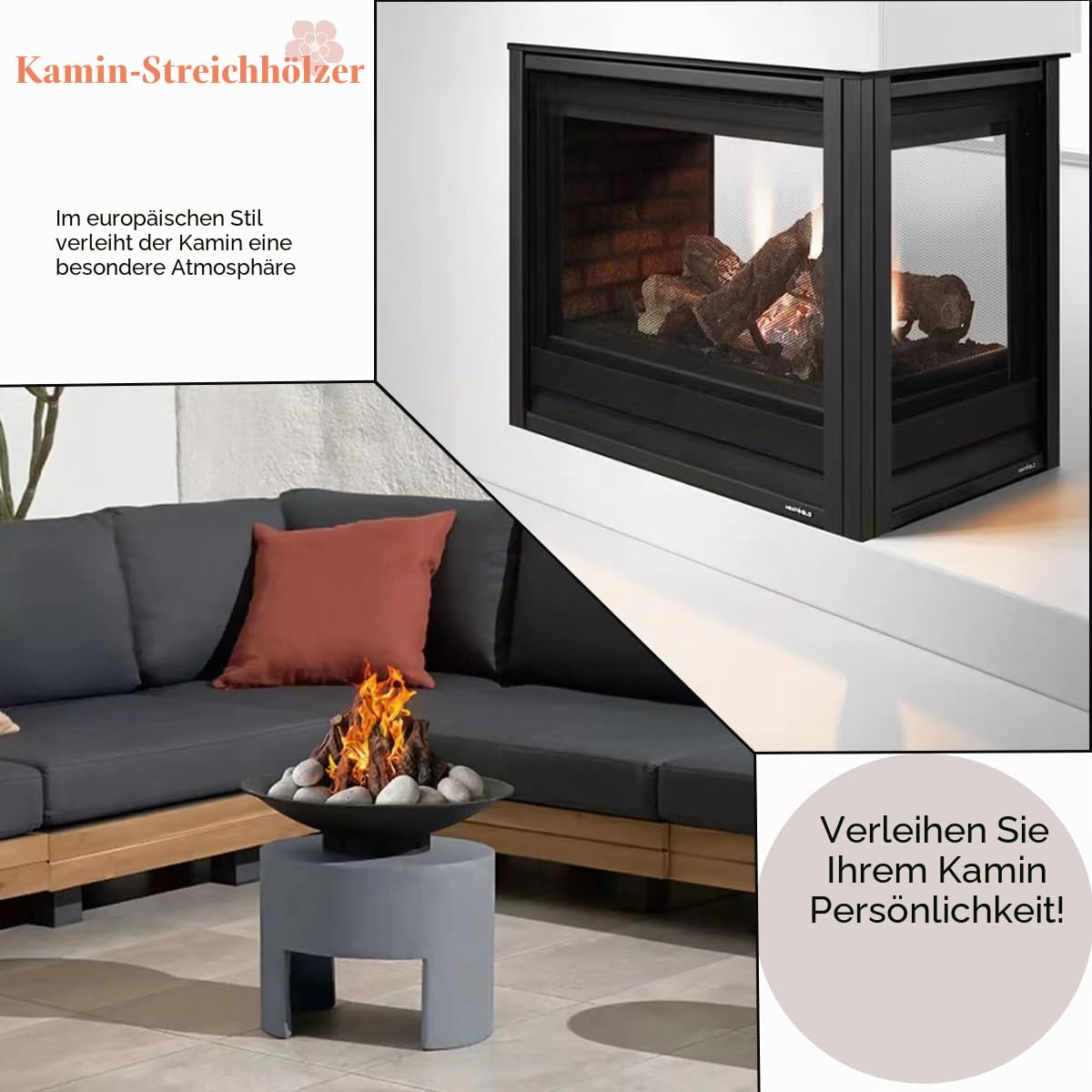 Kamin-Gasscheite, 10 Stück, dekoratives Keramik-Holzscheit-Set für Innen- und Außenbereich, Gaseinsätze, belüftet, elektrisch, Ethanol, Gel-Kamine