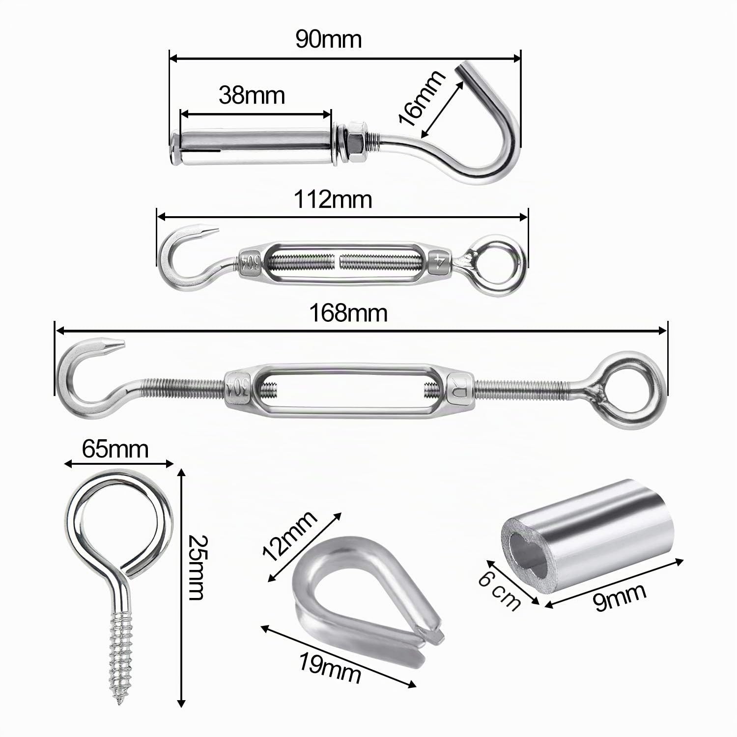CHRORINE 44 Stück Gartendraht für Kletterpflanzen 30M Garten Drahtseil Kit 304 Edelstahl M5 Spannstraffer