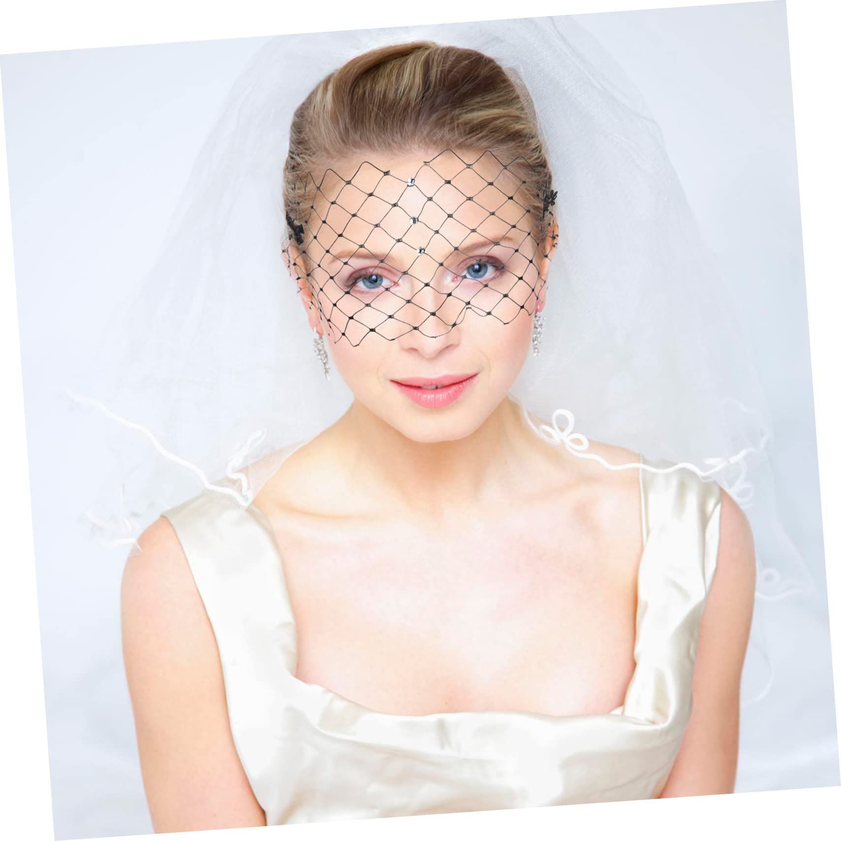 minkissy 5 Pz Velo di Strass Cappello da Sposa Velo a Gabbia per Uccelli in Strass Gabbia per Uccelli da Sposa Veli da Sposa per Spose Velo di Perle Tornante Mesh Banchetto Maglia
