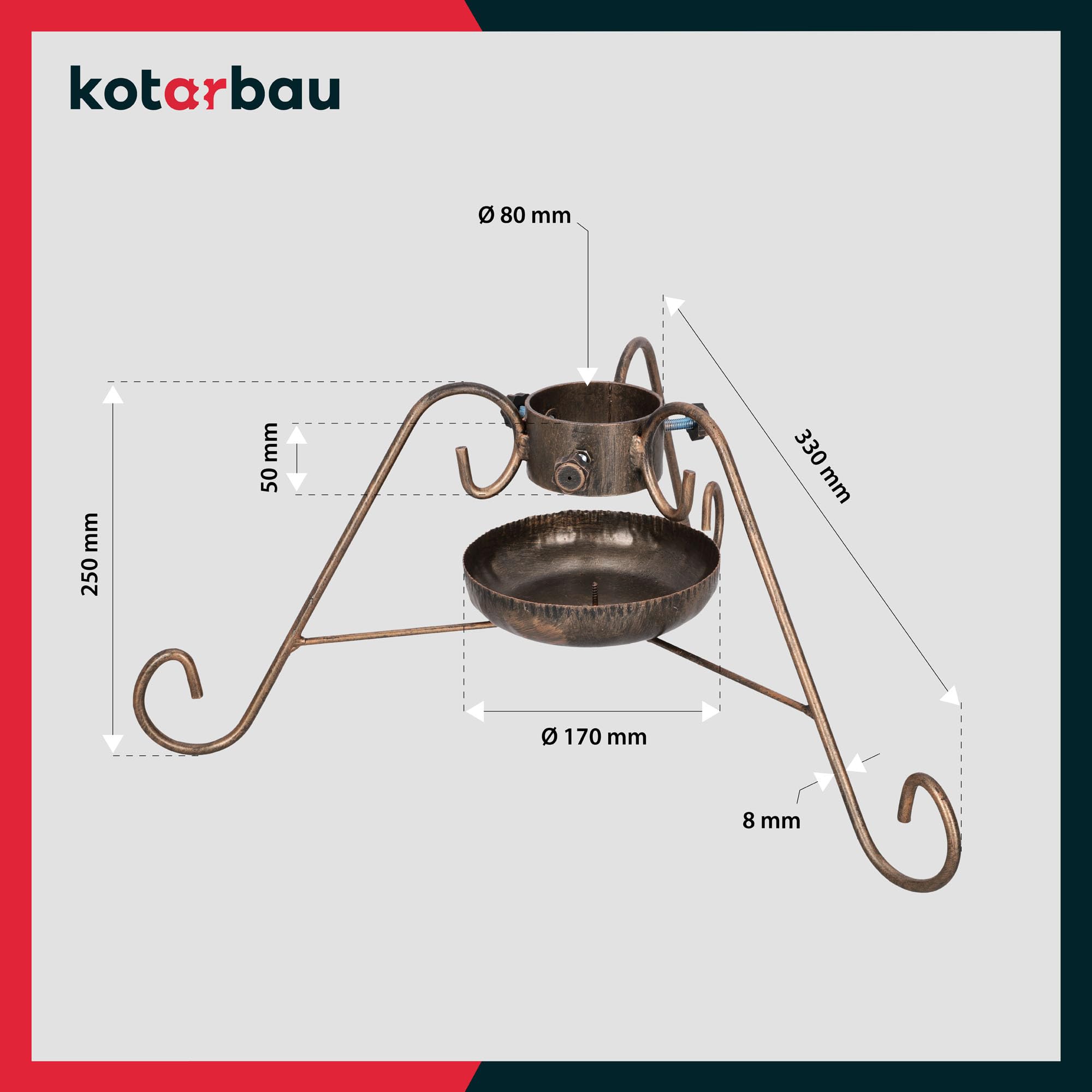 KOTARBAU® Weihnachtsbaumständer mit Wassertank ⌀ 80 mm Christbaumständer Altgold Stahl mit Wasserbehälter Tannenbaumständer Baumständer Weihnachten Weihnachtsbaum Ständer Weihnachtsbaumhalterung