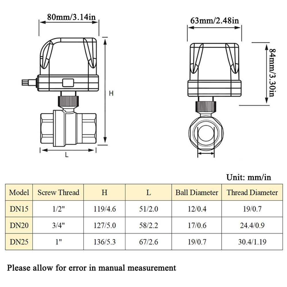 Valvola a sfera motorizzata AC220V, 2 fili, configurazione di ritorno automatico 1/2" DN15 in ottone valvola a sfera elettrica (normalmente aperta)