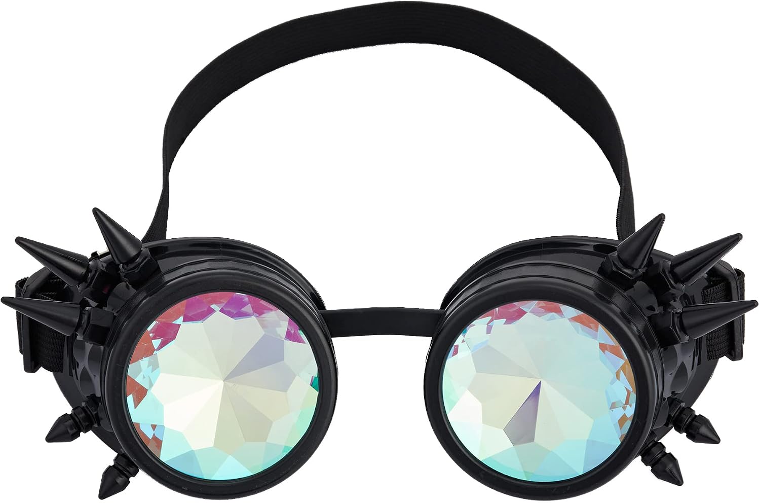 Kaleidoscope Goggles for Raves Trippy Psychedelic Steampunk Glasses with Rainbow Prism Diffraction Crystal Lenses
