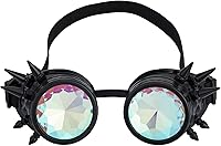 Vista 91 de Gafas caleidoscopio para raves trippy psicodélico steampunk con lentes de cristal de difracción de prisma arcoíris Negro